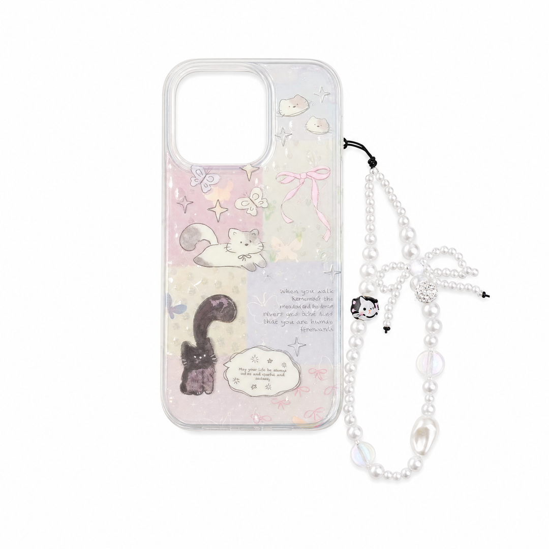 Cat Charm Bracelet Phone Case - White Background