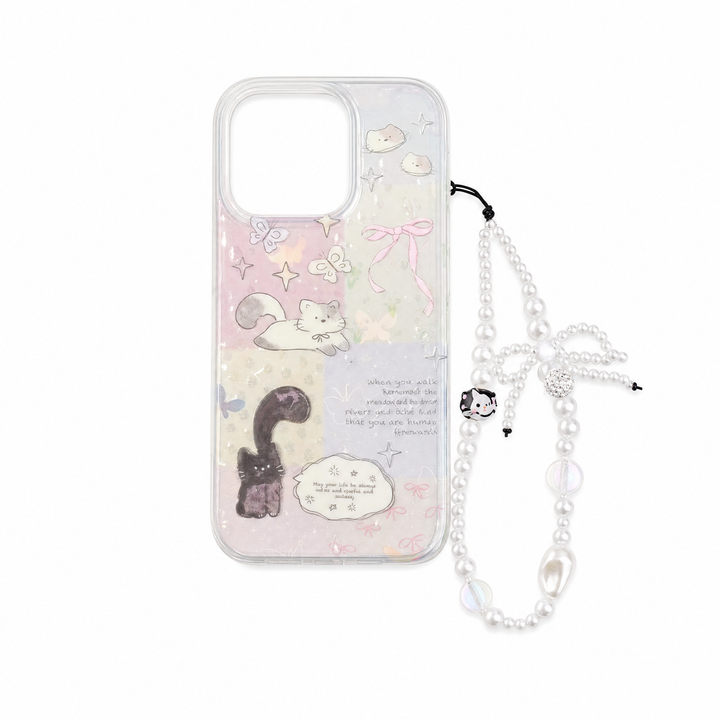 Cat Charm Bracelet Phone Case - White Background